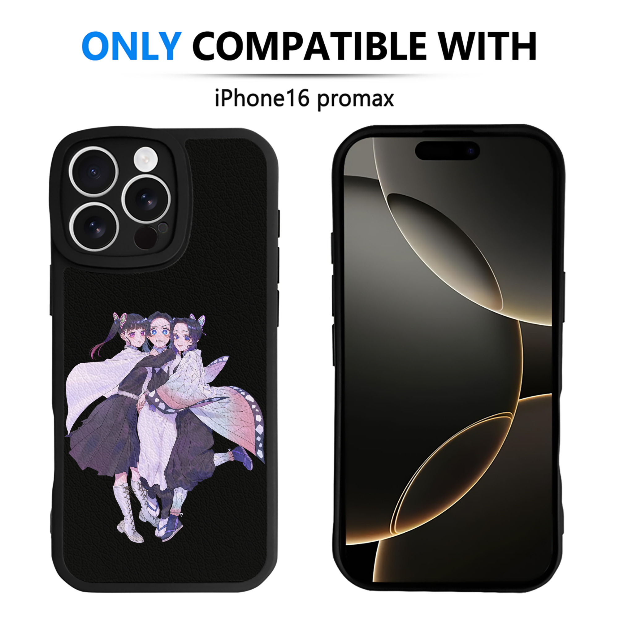 （画像用） 鬼滅の刃（きめつのやいば）蟲柱-胡蝶 しのぶ／こちょう しのぶ Kochou Shinobu 【iPhone 16シリーズ対応】シリコンスマホケース（レザー調） 材質：シリコン
